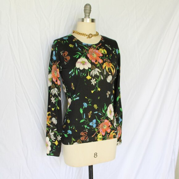 Richard Grand Cashmere Silk dress Sweater tunic floral Lilly Jumper black - Picture 4 of 10